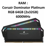 رم کورسیر DOMINATOR PLATINUM RGB 64GB 2×۳۲GB 6000MHz
