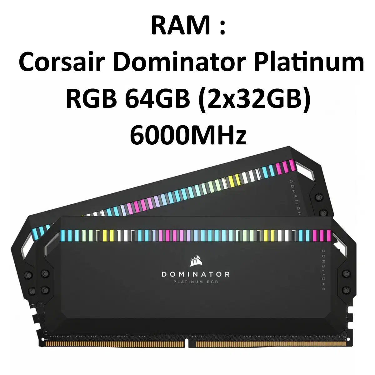 رم کورسیر DOMINATOR PLATINUM RGB 64GB 2×۳۲GB 6000MHz