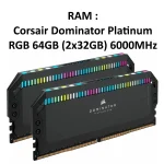 رم کورسیر DOMINATOR PLATINUM RGB 64GB 2×۳۲GB 6000MHz
