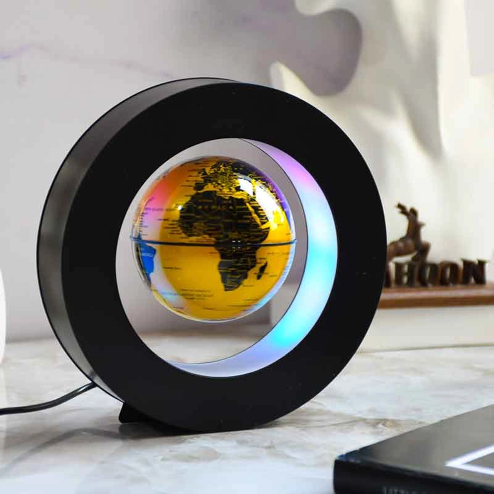 magnetic-globe-floating-p1 کره جغرافیای معلق مغناطیسی قطر 9 سانتی متر با فریم دایرهای شکل - Image 1